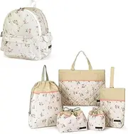 [COLORFUL CANDY STYLE] NT801700 Kindergarten Entrance School Entrance 6-Piece Set, Lesson Bag, Shoe Case, Drawstring Bag, Gymnastics Clothing Bag, Lunch Bag, Cup Bag, Small Compartment, Kindergarten