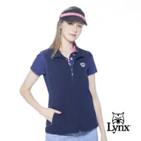 在飛比找momo購物網優惠-【Lynx Golf】女款吸濕快乾透氣易溶紗材質反光印花脇邊