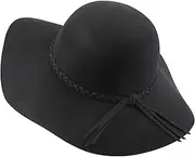 [ASSQI] Women’s 100% Wool Felt Floppy Hat Fedora Wide Brim Cloche Bowler Hat Foldable