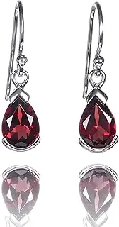 [namana] 925 Sterling Silver Earrings for Women with Semi-Precious Stones, Natural Gemstone Earrings for Women, 925 Silver Earrings with Pear Shaped Natural Stones