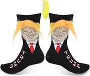 [Fiohiros] 1 Pair Funny Socks with Hair, Novelty Gifts Funny 2024 with Comb, Unisex Novelty Socks President for Women and Men