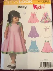 NEW LOOK #6688 - CUTE TODDLER GIRLS ( 6 STYLE ) SUNDRESS PATTERN ½-4 FF
