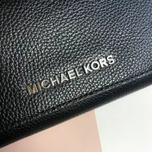 美國百分百【MICHAEL KORS 】MK 女包 皮包 皮質 小包 長夾 扁包 精品 皮夾 logo 黑色 J579