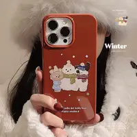 在飛比找蝦皮購物優惠-雪人狗狗iphone14蘋果手機殼15promax冬日油畫可