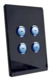 Clipsal C-BUS SATURN WALL SWITCH 4-Buttons, Glass Fascia, Flush Mount BLACK