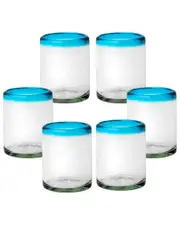 10 Strawberry Street Set of 6 Rim DOF Handblown Mexican Glasses
