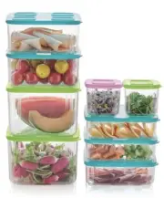 TUPPERWARE CONTAINER SET CLEAR STACKABLE STORAGE SQUARE RECTANGULAR 9 Pc NEW