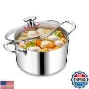 Stainless Steel Stock Pot, Homikit 6QT Large Stockpot with Glass Lid, Heavy D