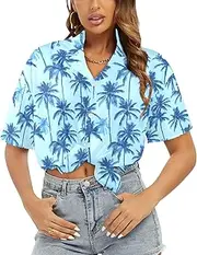 [Generic] Women's Short Sleeve T Shirt, Comfy Button Down T-Shirt,Soft Beach Summer Tops Blouses, Ocean Fringe Shadows-6