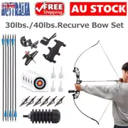 51" Recurve Bow Set Archery Bow Takedown With 6 Arrows for Hunting 30/40 lbs.