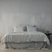 Grey Linen Flat Sheet - 100% French Flax Linen, Queen / Grey
