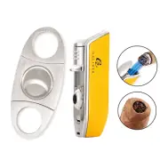 Galiner 3 Jet Torch Cigar Lighter With Hole Punch Pocket Guillotine Cigar Cutter