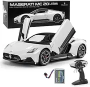 MIEBELY Maserati Remote Control Car, Openable Door 1:12 Scale Rc Toy Car 7.4V 900mAh Licensed 12Km/h Fast Rc Cars with Led Light 2.4Ghz Model Car for Adults Boys Girls Birthday Ideas Gift (White)