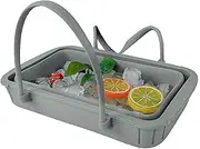 Ice Buckets, Silicone Foldable Beer Bucket with Lid, 8.66x4.53x4.72 inches Large Capacity Cooler Tub, Portable Beverage Chiller for Home, Picnics, Beach, Outdoor and Drink Storage