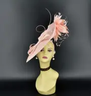 MF173-2( Pink/Light Blush )Kentucky Derby Wedding Tea Party Sinamay Fascinator