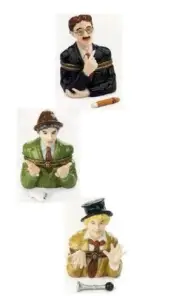 Porcelain Hinged Box Marx Brothers Harpo,Chico, & Groucho set of 3 New in box