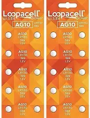 20 AG10 LR1130 LR1131 389A 389 Loopacel 1.5 Volt Alkaline Button Cell Batteries