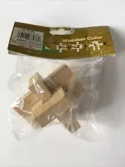 Wooden Cube Puzzle, 3" Wooden Block Puzzle, Real Wood 3-D PUZZLE, NIP, ages 5+