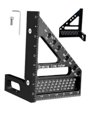 Aluminum Alloy Degree Protractor Multi Woodworking Square Ruler High Precision