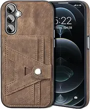 [Kitzomi] for Samsung Galaxy A54 5g Case Card Holder Wallet,PU Leather and Hard Shell Protective with [SIM Card Pin Slot] for Galaxy A54 Case,Samsung Galaxy A54 Cover Kickstand [6.4 inch],Vintage Brown