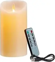 Aswalling LED Candles, Flickering Flameless Candles, Rechargeable Candle, Real Wax Candles with Remote Control,12.5cm A