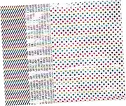 COHEALI 3sheets Colorful Foil Birthday Wrapping Paper of Vibrant Designs for Present Wrapping for Parties Holidays Special Occasions Featuring Happy Birthday Elegant Patterns