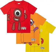 [Numberblocks] Unisex 3 Pack 100% Combed Cotton Short Sleeved T-Shirts Tops