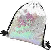Ipetboom Sequin Drawstring Backpack Reversible Polyester Storage for Cosmetics and Items Durable Pink Gym Bag for Festivals and Shopping
