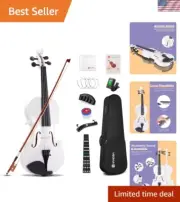Beginner 4/4 White Violin Set with Hard Case & Accessories for Teens & Adults