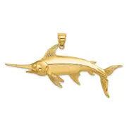 14k Yellow Gold 2-D Polished/Satin Swordfish Charm