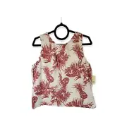 A.N.A. Pineapple Tropical Maroon Open Flyaway Back Sleeveless Tank Top Size XL