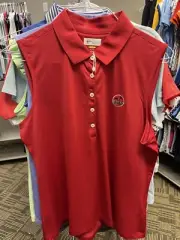 NWT WOMEN'S GREG NORMAN S/L POLO, SIZE: XL, COLOR: RED (C322)