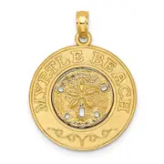 14k Yellow Gold MYRTLE BEACH w/Sand Dollar Circle Charm