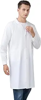 [xizonyu] Professional Lab Coat for Men，White long sleeved cotton polyester professional lab coat