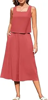 [Witsmile] Two Piece Sets for Women Lounge Matching Sets Square Neck Crop Wide Leg Pants Set Tracksuit Lounge Sets with Pockets
