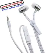 New Microphone Mic Earbuds Premium 3.5mm Tangle-Free Zipper Earphones Headset US