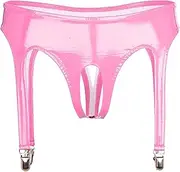 [GRRKDFQ] Women Lingerie Open Crotch Thong Briefs Underpants with Garter Clips Open