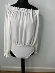 Boohoo Ladies Plus Bardot Woven Ivory Bodysuit Size 16