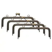 4Pcs Metal Purse Frame,7.1" Retro Rectangle Kiss Lock Clasp Frame,Bronze