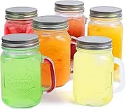 Estilo Mason Jar Mugs with Handles Old Fashioned Drinking Glass Set 6, 16 Oz Each