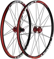 26 27.5 Inch Bike Wheelset, Double Wall MTB Rim Disc Brake QR 24H Compatible 7 8 9 10 11 Speed (Color : Red, Size : 26inch)