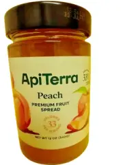 Peach Fruit Spread, ApiTerra Brand, 12oz, BB 7/26, Lot of 3