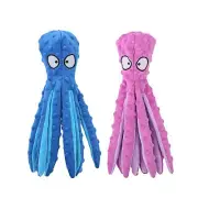 Squeaky Dog Toys Octopus Plush Chewing Teething Toys 2 Pack for All Breeds