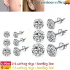 1 Pair Earrings Ear Stud Ring Sterling Silver Piercing Zirconia Jewellery 3-8mm