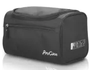 Toiletry or MakeUp Bag Travel Case w/ Hanging Hook, Zippers - Black Procase New