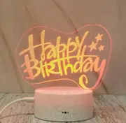 Happy Birthday Shape Creative Crack Touch Dimming 3D Colorful Decorative Night Light