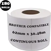 180 Rolls Brother Compatible DK 22205 62mm x 30.48m Postage Shipping Address Labels (Continuous Roll) DK22205 + Free Cartridge