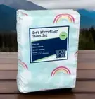 Blue Pastel Rainbow Sky Clouds Bed Sheets Kids Full Size Double Wrinkle Resist