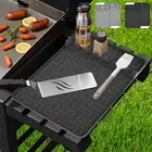 2Pcs Griddle Tools Mat Food Grade Silicone Grill Side Shelf Pad with Drip tezRG