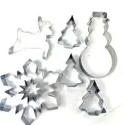 New Williams Sonoma Christmas Cookie Cutters Stainless Snowman Deer Snowflake x6